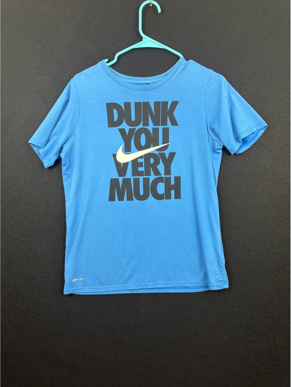 Nike Blue Dri-FIT 'Dunk You Very Much' T-Shirt Small